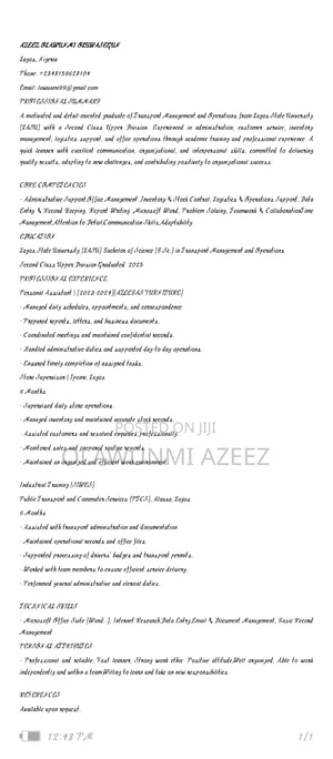Olawunmi's Cv
