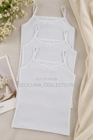 Premium White Thick Cotton Camisole Singlets for Girls. 1500 Each