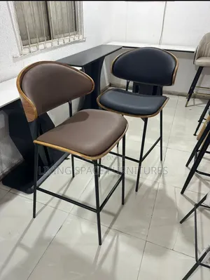 Solid High Bar Leather Stool