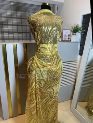Mustard Yellow X Silver Handbeaded Sequin Tulle