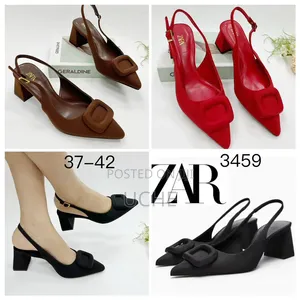 Women's ZARA Style Pointed Toe Slingback Block Heel Pumps