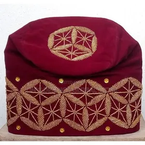 Burglary Velvet Gold Embroidered Hat / Cap Yoruba Traditional Wedding