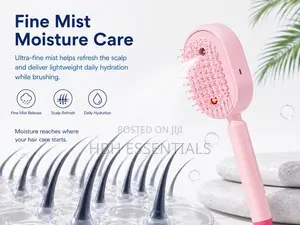 Electric Hair Hydration Brush – Fine Mist Spray, Scalp Massage (Pink)