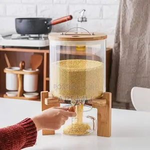 5L Glass Food Storage Container With Dispenser and Glass Cup
