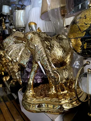 Gold Elephant 2pc Centre Piece Decoration 40cmx35cm