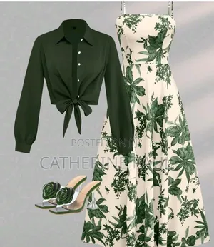 Women's Elegant Printed Dress Long Sleeve