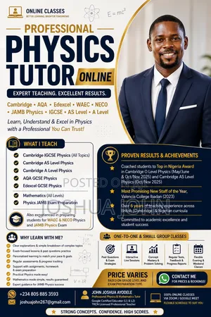Online Physics Tutor - Strong Preparation for IGCSE, WAEC,JAMB, AS, A2
