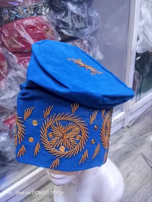 Blue Kufi Yoruba Hat / Cap for Yoruba Men for Traditional Wedding
