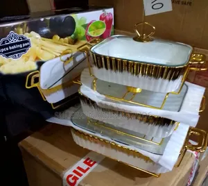 A Set of White and Gold Dish 3 In1