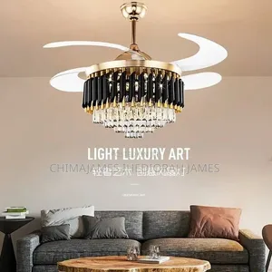 42 48 Inch Luxury Crystal Ceiling Fan Modern LED Chandelier Remote