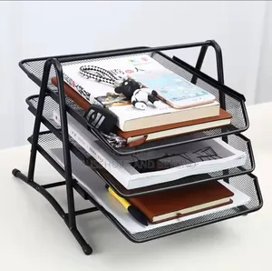 3-Tier Black Desk Organizer – Metal Desktop Document File Tray