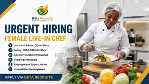 URGENT HIRING – Female Live-in Chef | Akute, Ogun State | ₦100,000
