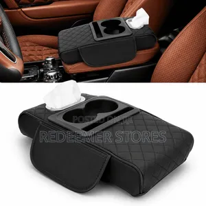 Waterproof Leather Arm Rest Box Cover With Cup Holder Phone Holder,
