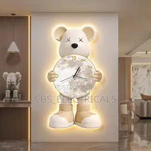 Luxury Modern Backlit Bear Wall Clock Decor Light