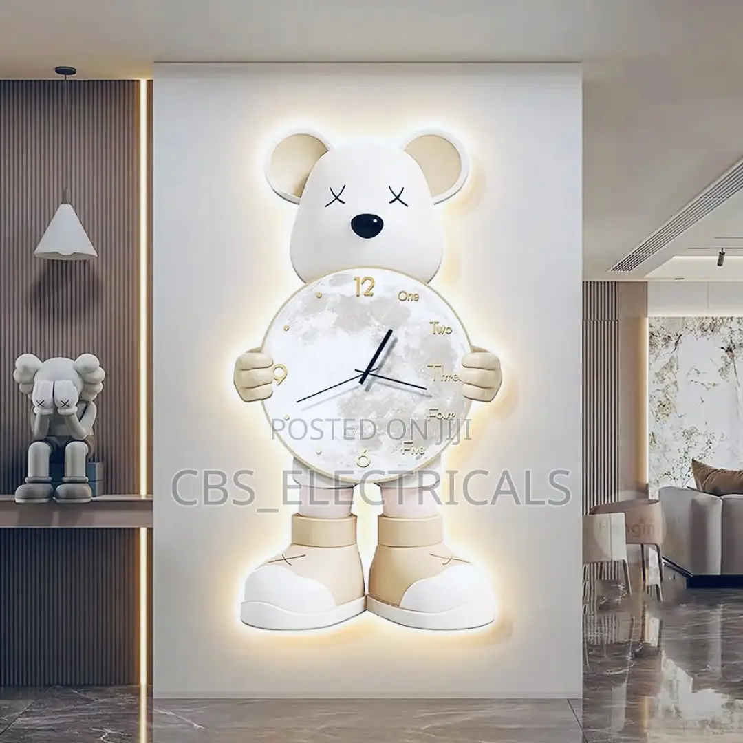 Luxury Modern Backlit Bear Wall Clock Decor Light