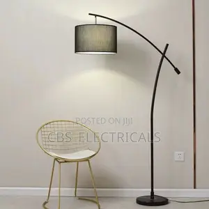 Modern Minimalist Arc Floor Lamp With Fabric Drum Shade