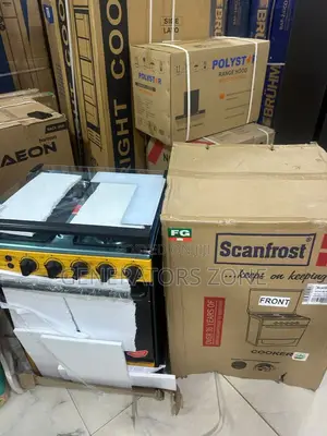 Scanfrost 4 Burner Matte Black Gas Cooker 60cm