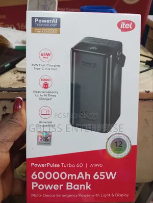 Itel 60000mah Power Bank 65w Pd 4usb Powered by Ai Technology