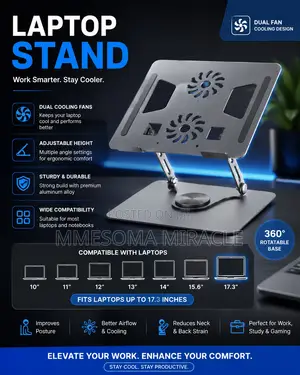 Premium Adjustable Laptop Stand With Dual Cooling Fans (YL-906)