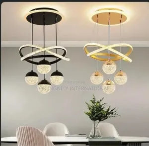 Modern LED Crystal Chandelier Luxury Ceiling Pendant Light(Black/Gold)