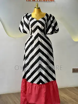 Black and White Stripe Dress, With a Red Base