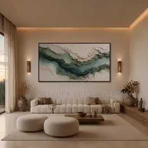Gold and White Abstract Wave Canvas
