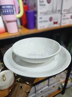 2-Piece Unbreakable Ceramic Dinner Set - 1 Flat Plate 1 Bowl
