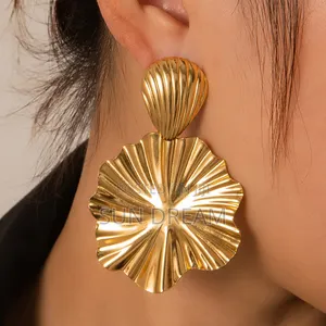 Golden Stainless Steel Woman Earrings
