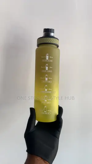 1000ml Gradient Motivational Water Bottle With Time Marker Straw