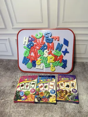 Magnetic Alphabet on White Maker Board With Educational Flash Cards
