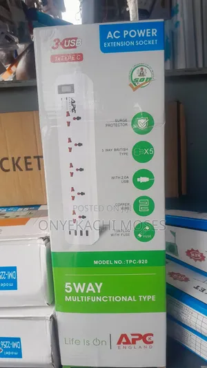 5 Way Multifunctional AC Extension Socket With 3 USB