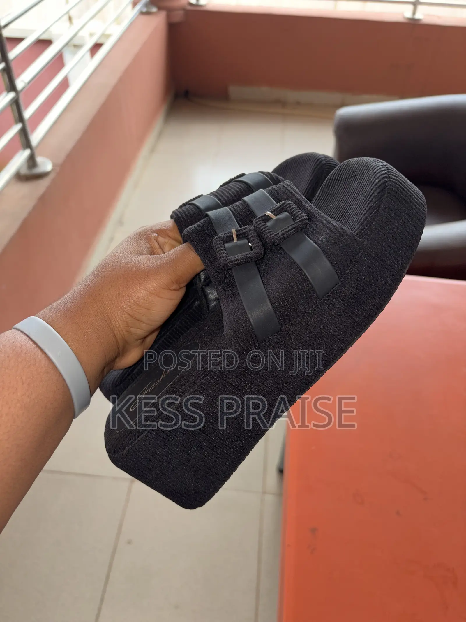 Black Platform Slipper Heels