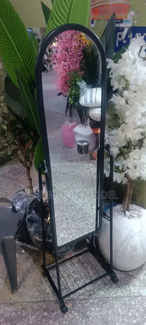 Standing Glass Mirror With Shoes Shelves