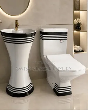 Quality Elegant Toilet Seat Paired With Wash Hand Basin.