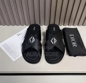Dior Elias Cross-Strap Leather Slide