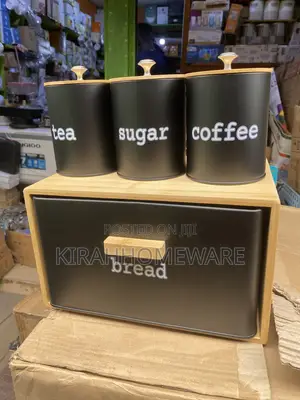 4 in 1 Bread Bin, Tea, Sugar and Coffee Canister Set