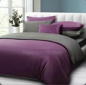 2 Shade Purple Grey Cotton Bedsheets Duvet Set (6x6)