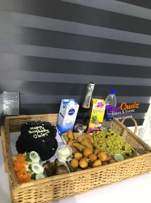 Food Tray With Cakes , Rice and Chops