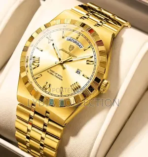 Poedagar Gold Men's Wristwatch – Luxury Stainless Steel Watch