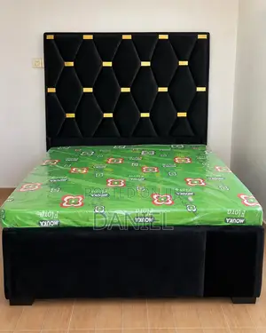 Fully Padded Bed Frame (Black) 6by6 10inches Mouka Foam Mattress