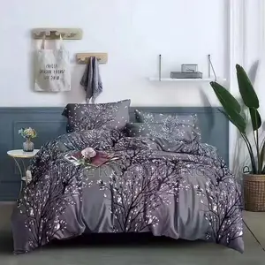 Cotton Grey Floral Bedding Set