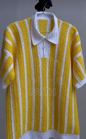 Crochet Stripped Polo Shirt