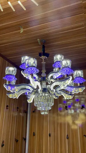Luxury Crystal Chandelier | Warm White + Blue LED | Built-in LED