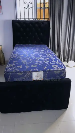 3.5 by 6 Bed Frame, Mattress With 1 Bedside Stool