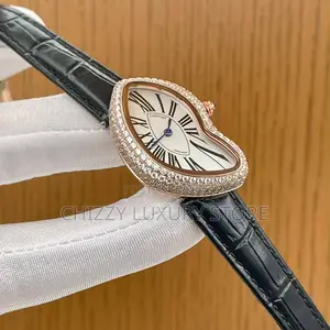 Cartier Quality Luxury Ladies Genuine Leather Iced Face Wristwatch