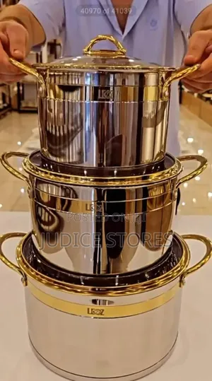 3 Piece Cookware Set With Gold Accents -Multi Big Size