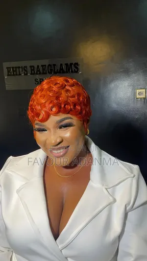 Orange Rose Curl Pixie Wig – Sleek Glam