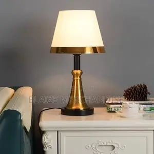 Modern Luxury Black Gold Bedside Table Lamp With Marble Base
