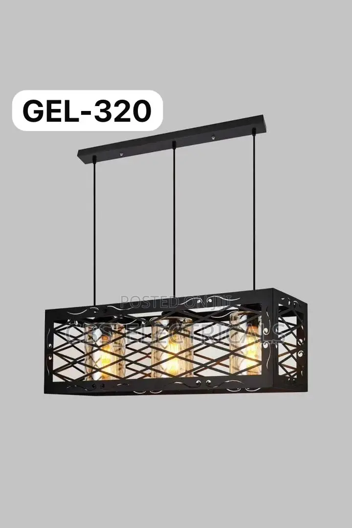 Modern 3-Light Caged Linear Pendant Chandelier