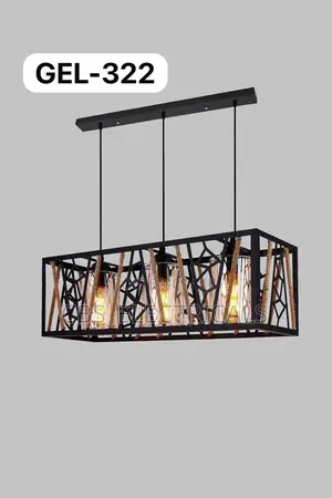 Modern 3-Light Caged Linear Pendant Chandelier